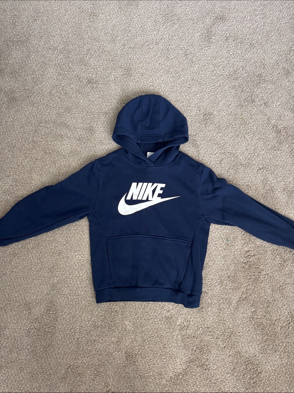 Nike Navy Pullover Hoodie with White Swoosh - Kids